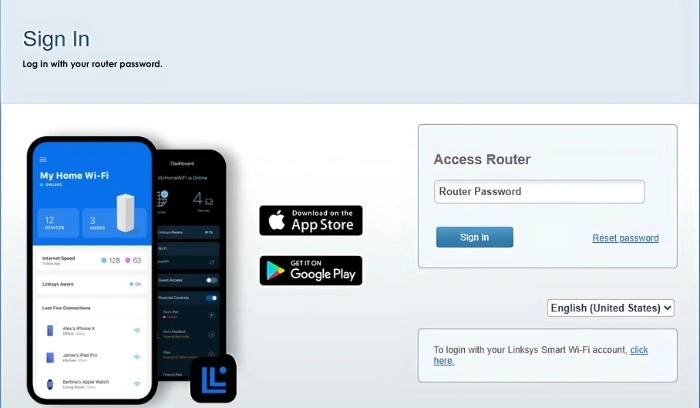 linksys router login process