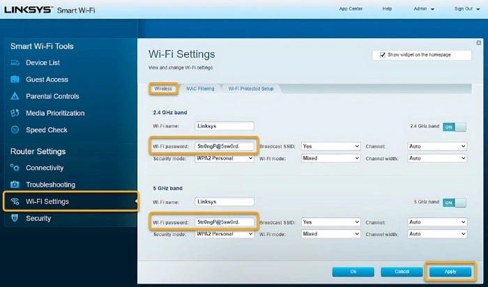 create your wifi password
